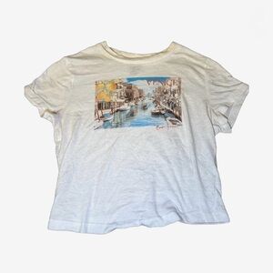 Wild Fable White Venice Graphic Crop Top